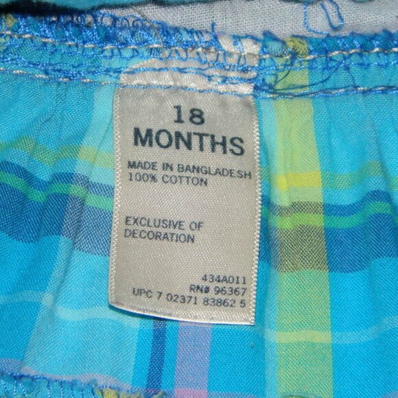 2 for/ $30 Osh Kosh B'gosh Plaid Skirt Overall Dress Flowers Yellow Blue 18M - Picture 9 of 9